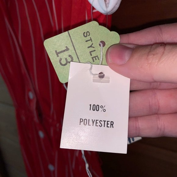 NWT Pin Up Style Red Pinstripe Dress - Picture 6 of 7